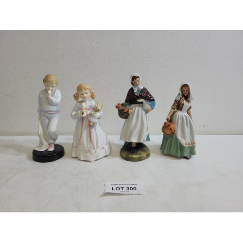 356 - Royal Doulton Figures Sleeping Darling HN2953, Bunny's Bedtime HN3370, Country Lass HN1991, The Milk... 