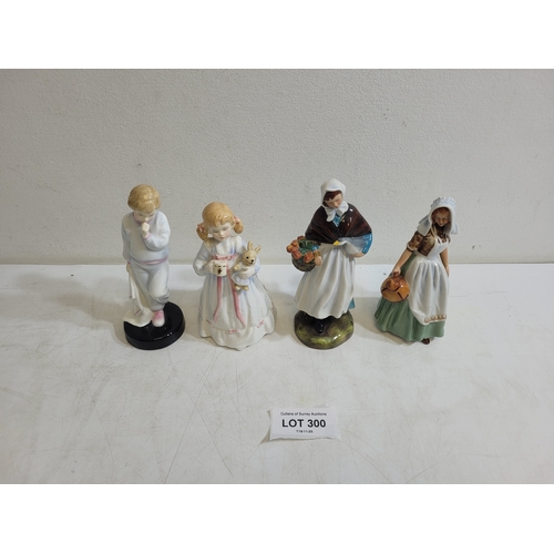 356 - Royal Doulton Figures Sleeping Darling HN2953, Bunny's Bedtime HN3370, Country Lass HN1991, The Milk... 