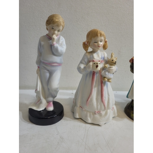 356 - Royal Doulton Figures Sleeping Darling HN2953, Bunny's Bedtime HN3370, Country Lass HN1991, The Milk... 