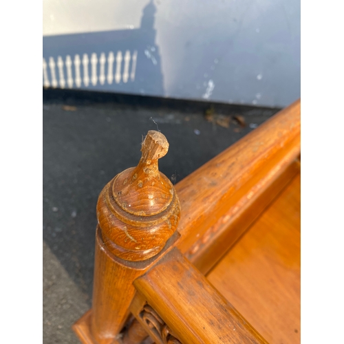 682 - Large Exquisite Hand-Carved Wooden Swing seat with carved floral backrest.