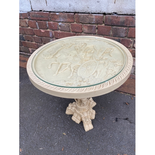685 - Oriental style Ornate Resin Side table