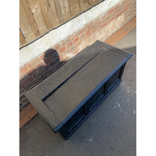 691 - Antique 19th Century Carved Oak Chest