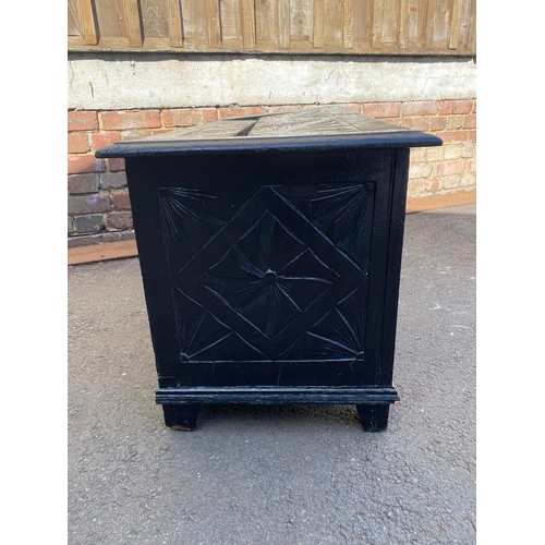 691 - Antique 19th Century Carved Oak Chest