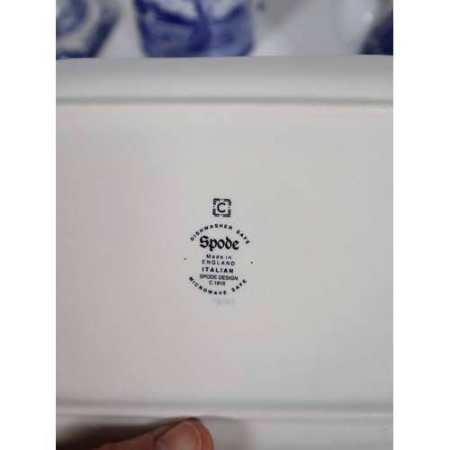 95 - A collection of Spode includes candlestick holders, butter tray, pourers, & tea pot, Italian Spode D... 