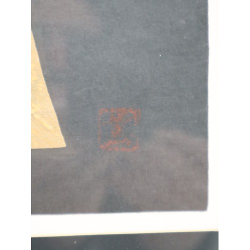 109 - Kaoru Kawano (Japanese 1916-1965) Two Little Owls Woodblock Print c.1950 Framed 56cm x 44cm