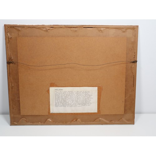 109 - Kaoru Kawano (Japanese 1916-1965) Two Little Owls Woodblock Print c.1950 Framed 56cm x 44cm