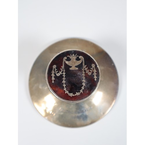 115 - Sterling Silver & Tortoise shell inkwell marked London Congress 1953, antique stoneware tea pot with... 