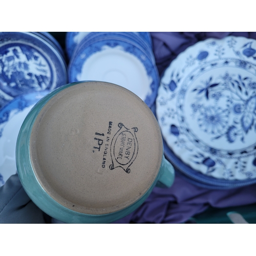 484 - Collection of China and glassware including vases large serving dish tea pots and more