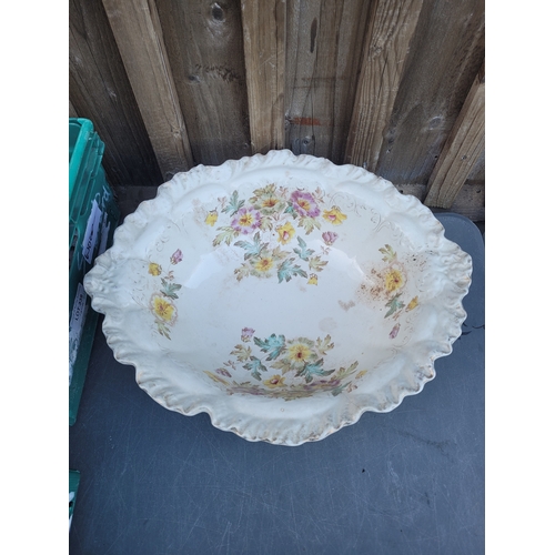 484 - Collection of China and glassware including vases large serving dish tea pots and more