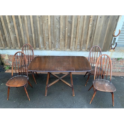646 - Ercol drop Leaf table and 4 Ercol chairs
