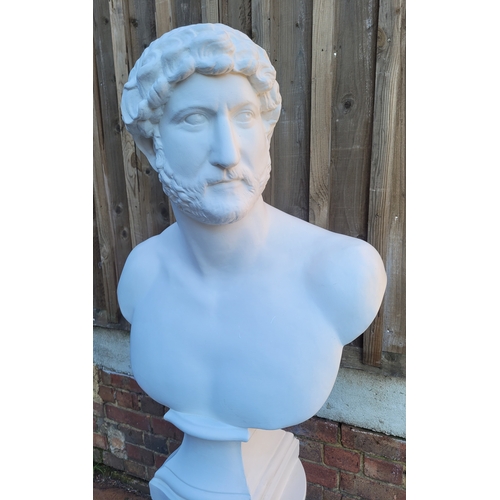 232 - Large ceramic Bust on Romanesque column  of Roman Emperor Hadrian - 150cm