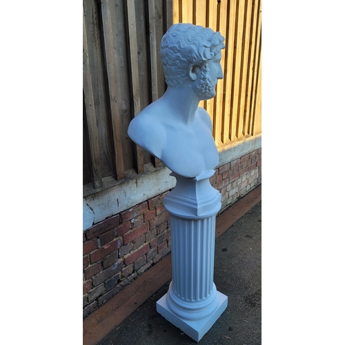 232 - Large ceramic Bust on Romanesque column  of Roman Emperor Hadrian - 150cm