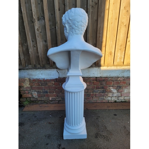 232 - Large ceramic Bust on Romanesque column  of Roman Emperor Hadrian - 150cm