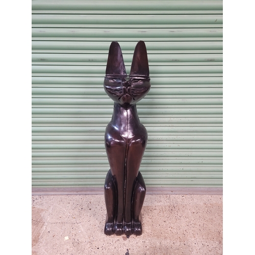 500 - Large solid hardwood Sculpture of Egyptian cat figure - 128cm