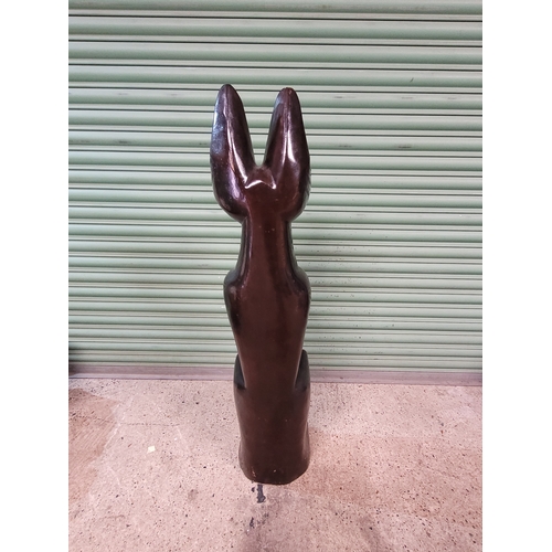 500 - Large solid hardwood Sculpture of Egyptian cat figure - 128cm