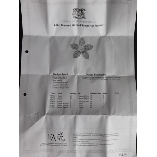 36 - 1.02ct Diamond 9K Gold Tomas Rae Pendant + 'The Golden Maple' 1.05ct Yellow & White Diamond 9K Gold ... 