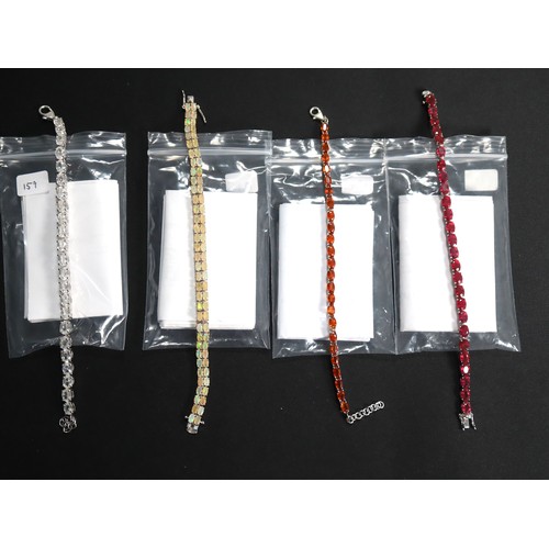 42 - 29.64ct Madagascan Ruby Sterling Silver Bracelet, 16.18ct Loliondo Orange Kyanite Sterling Silver Br... 