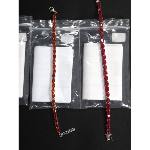 42 - 29.64ct Madagascan Ruby Sterling Silver Bracelet, 16.18ct Loliondo Orange Kyanite Sterling Silver Br... 