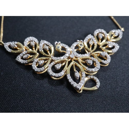 44 - Mozambique Garnet & White Topaz Sterling Silver Necklace 14.09cts + 1.3ct White & Black Diamond Mida... 