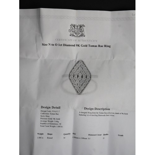 46 - 1ct Diamond 9K Gold Tomas Rae Ring Size N-O & 1ct Diamond 9K Gold Tomas Rae Ring Size N-O with COA-5... 