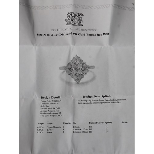 46 - 1ct Diamond 9K Gold Tomas Rae Ring Size N-O & 1ct Diamond 9K Gold Tomas Rae Ring Size N-O with COA-5... 