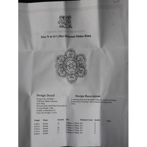 48 - 1.50ct Diamond Midas Gold Plated Sterling Silver Ring Size N-O & 1ct Diamond 9K Gold Tomas Rae Ring ... 