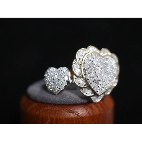 51 - 1.20ct Diamond 9K Gold Tomas Rae Ring Size N-O & 1/2ct Natural Diamond 9K Gold Heart Ring Size L-M w... 