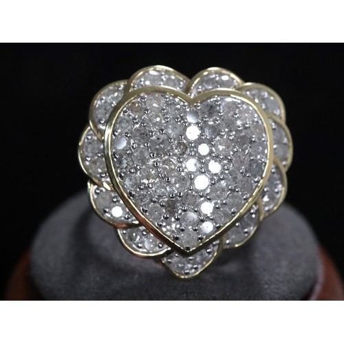 51 - 1.20ct Diamond 9K Gold Tomas Rae Ring Size N-O & 1/2ct Natural Diamond 9K Gold Heart Ring Size L-M w... 