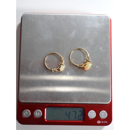 63 - Ethiopian Opal & White Zircon 9K Gold Ring 1.37ct Size N-O & Ethiopian Opal & White Zircon 9K Gold R... 