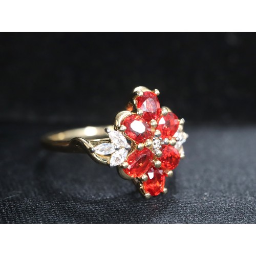 72 - Winza Ruby & White Zircon 9K Gold Ring 1.68ct Size N-O & 1.77ct Cruzeiro Rubellite 9K Gold Ring Size... 