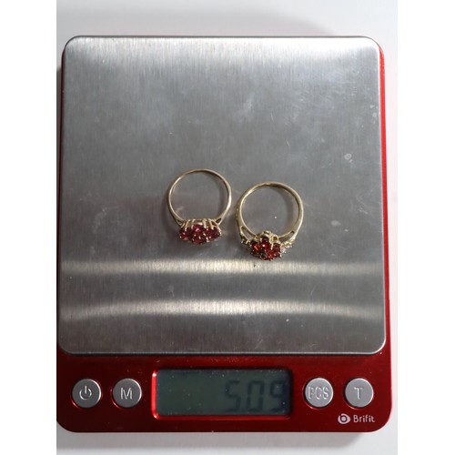 72 - Winza Ruby & White Zircon 9K Gold Ring 1.68ct Size N-O & 1.77ct Cruzeiro Rubellite 9K Gold Ring Size... 