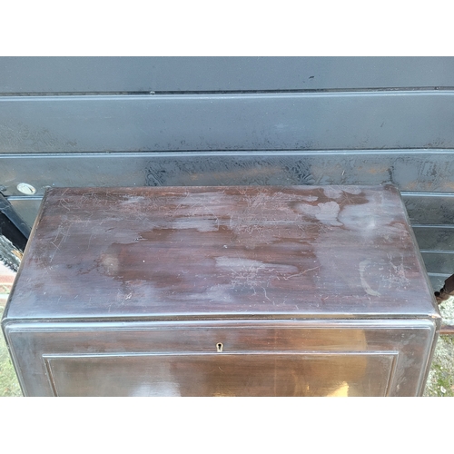 677 - Antique Ladies writing desk and a Jacobean style oak barley twist side table