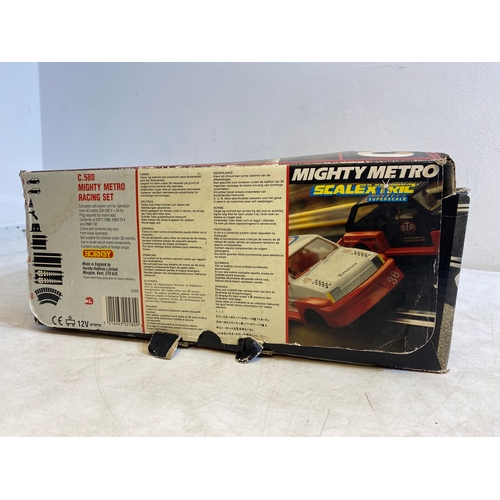 329 - Vintage Scalextric C.580 Mighty Metro racing set and C.248 Hump bridge