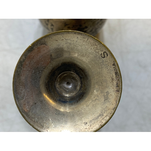 332 - Ornate Oriental style vase, Vintage Sunderland ware milk jug and Two EPNS small goblets