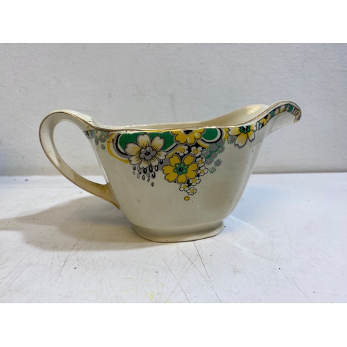 332 - Ornate Oriental style vase, Vintage Sunderland ware milk jug and Two EPNS small goblets