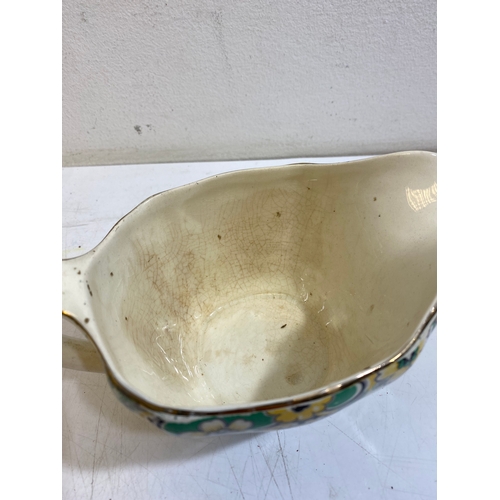 332 - Ornate Oriental style vase, Vintage Sunderland ware milk jug and Two EPNS small goblets