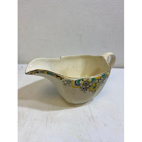 332 - Ornate Oriental style vase, Vintage Sunderland ware milk jug and Two EPNS small goblets