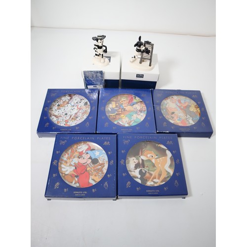 169 - Five Fine Porcelain Walt Disney Plates by Kenleys Ltd + Royal Doulton Walt Disney Showcase ceramic f... 