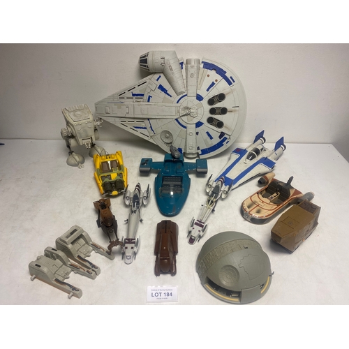 172 - A Collection of Various Star Wars Vehicles including,   Millennium Falcon, Speeder Bikes, Jawa Sandc... 