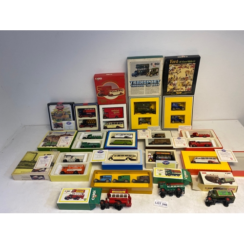 346 - A collection of boxed Corgi vintage sign written vehicle sets and boxed individual vehicles includin... 