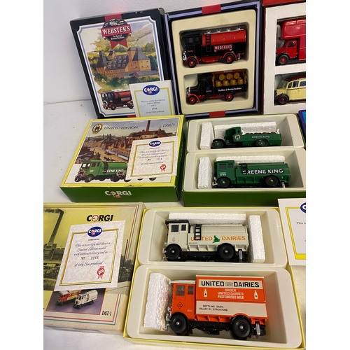 346 - A collection of boxed Corgi vintage sign written vehicle sets and boxed individual vehicles includin... 