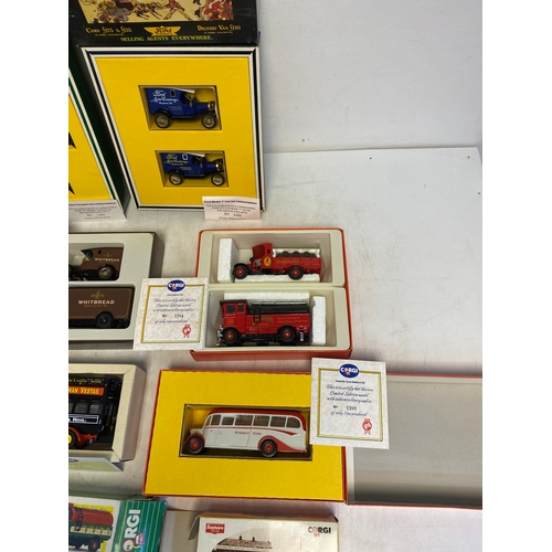 346 - A collection of boxed Corgi vintage sign written vehicle sets and boxed individual vehicles includin... 
