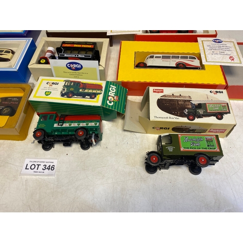 346 - A collection of boxed Corgi vintage sign written vehicle sets and boxed individual vehicles includin... 