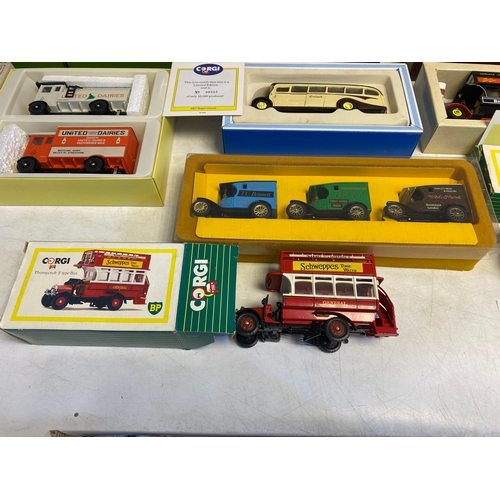346 - A collection of boxed Corgi vintage sign written vehicle sets and boxed individual vehicles includin... 