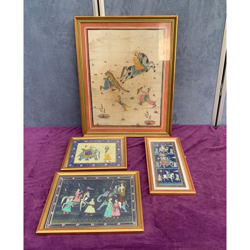 692 - A Collection of 20th century Asian themed Framed artworks on Fabric