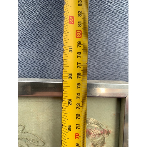 693 - Antique Large framed Floral Embroidery art work