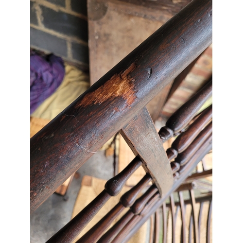 696 - Five 19th century Oak spindle back rush chairs and carver + later 20th century carver