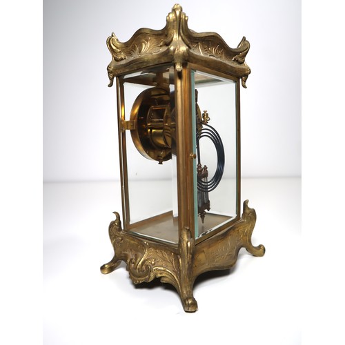 78 - 19th Century French Ornate Brass & Bevelled Cut Glass Mantel Clock
By Japy Frères & Cie
An impressiv... 