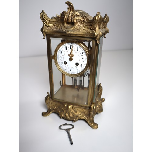 78 - 19th Century French Ornate Brass & Bevelled Cut Glass Mantel Clock
By Japy Frères & Cie
An impressiv... 