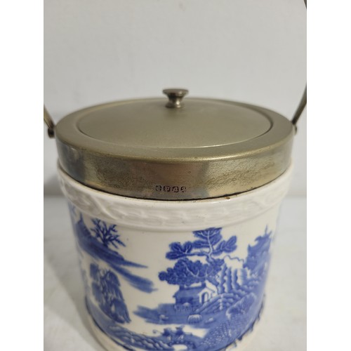 98 - Spode Water Jug, Oil/Vinegar jug, Bowl, Biscuit Jar plus plates Italian Spode Design c1816 Blue & Wh... 